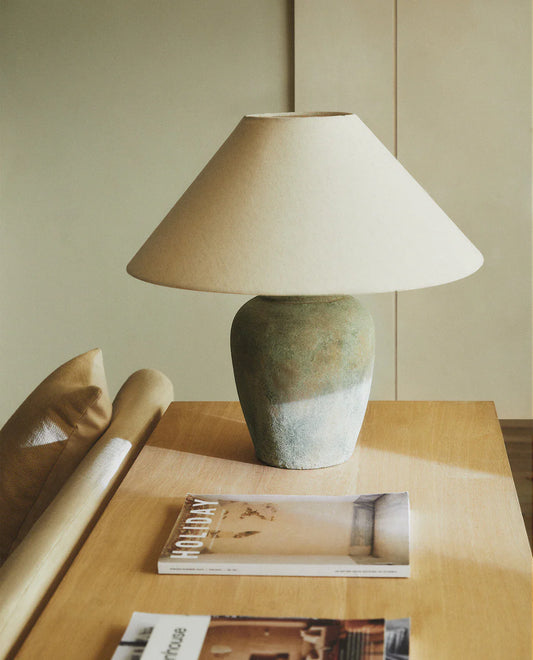 Table Lamp With Ceramic Base Green